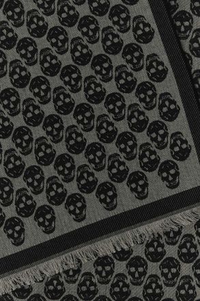 Alexander McQueen Mens Skull Scarf Gray Monogram