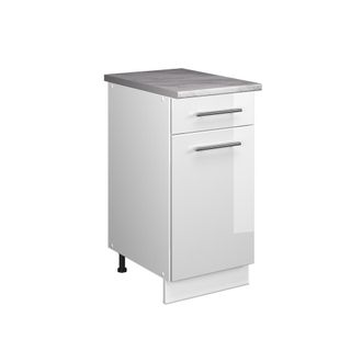 Vicco Mueble Bajo Para Fregadero/placa Fame-line, Blanco Alto Brillo/blanco, 40 Cm, Et M&aacute;rmol, Vicco