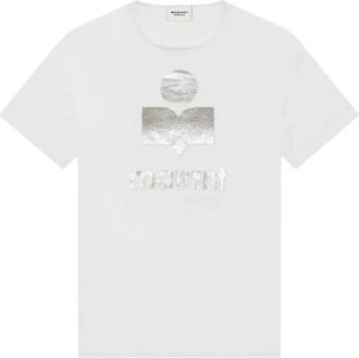 Isabel Marant T-shirt van effen linnen - Logo bedrukt - Dames - T-shirts - Wit - S - Linnen - Tops