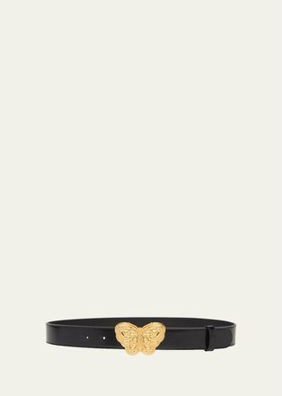 Valentino Garavani Butterfly Buckle Leather Belt 30MM