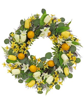 National Tree Company Lemons & Tulips Wreath
