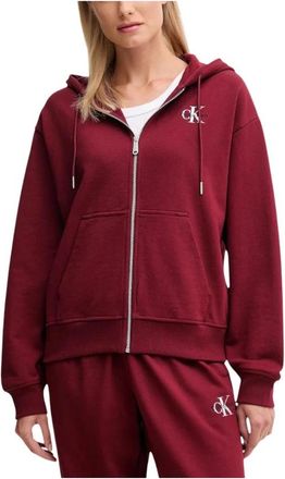 Calvin Klein Jeans Franse Terr Hoodie - Dames - Vesten met rits - Rood - S - Katoen - Hoodies & sweatvesten
