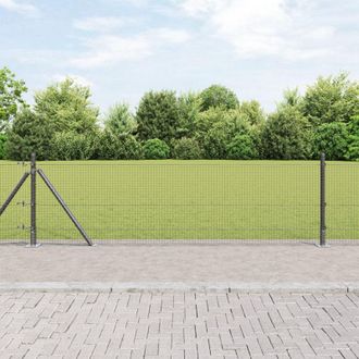 Berkfield Home Welded Wire Fence with 13 Flanged Posts Grey 0.4x100 m Steel