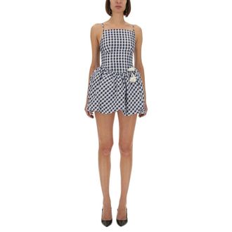 Self Portrait Geborduurd Sweetheart Hals Midi Jurk - Dames - Jurken - Blauw - Maat: XS