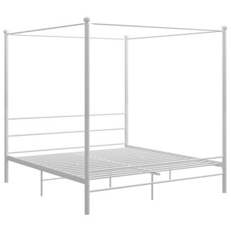 Berkfield Home Canopy Bed Frame White Metal 200x200 cm