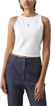Calvin Klein Sleeveless Tops, female, White, Size: L Retro Modern Sleeveless Shirt