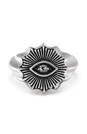 Nialaya Vintage Evil Eye Crystal Ring in Silver at Nordstrom, Size 10