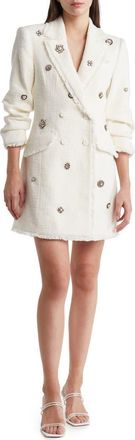 Cinq &agrave; Sept Joel Charm Detail Boucl&eacute; Blazer Minidress in Gardenia at Nordstrom Rack, Size 4