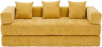 Urban Meuble Sof&aacute; cama convertible de 3 plazas en terciopelo amarillo oscuro