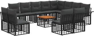 vidaXL Conjunto De Sof&aacute;s De Exterior 13 Uds. Negro Y Gris Oscuro Vidaxl