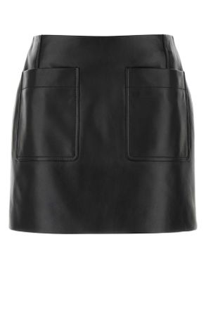Bottega Veneta Black Leather Mini Skirt