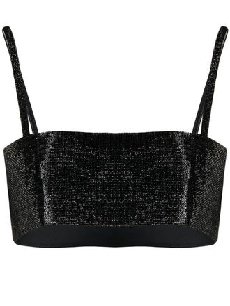 NU&Eacute; Charlotte crystal-embellished top - women - Silk/Rhinestone - S - Black