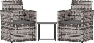 vidaXL Set Divani da Esterno 3 pz con Cuscini in Polyrattan Grigio - Vidaxl