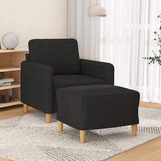 vidaXL Sill&oacute;n Con Taburete Tela Negro 60 Cm Vidaxl