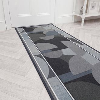 Runrug Hallway Runner Rug - Non-Slip, Hardwearing, 5.4mm - Malis in Grey | Size: 80 cm x 360 cm