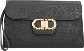 Ferragamo Gancini Clasp Pebbled Leather Clutch