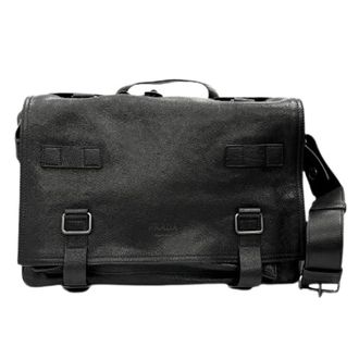 Prada Pre-owned Buffalo Skin Shoulder Bag - Heren - Vintage Schoudertas - Zwart - ONE Size - Leer - Vintage