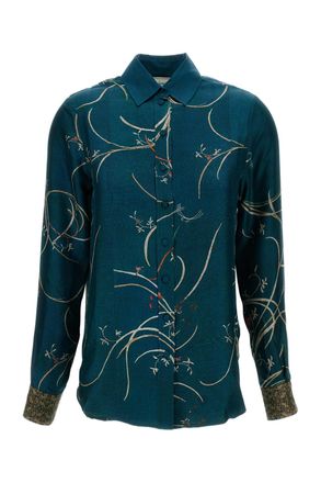 Pierre-Louis Mascia Multicolor Printed Silk Twill Long-Sleeve Shirt
