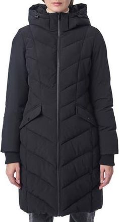 Bernardo Hooded Walker Coat in Black at Nordstrom Rack, Size X-Large