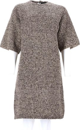 Fabiana Filippi Straight-Cut Short-Sleeved Tweed Dress With Keyhole Closure