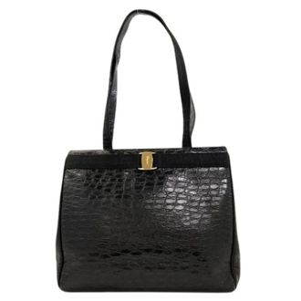 Ferragamo Pre-owned Embossed Leather Tote Bag - Dames - Pre-owned - Zwart - Maat: ONE Size Leer