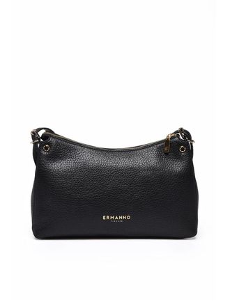 Ermanno Scervino Textured Black Polyurethane Unity Shoulder Bag