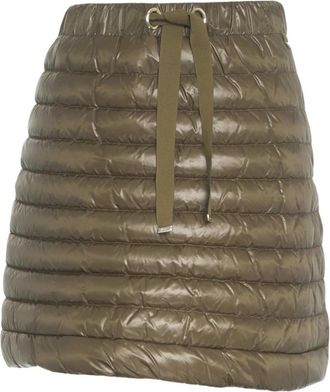 Herno Gewatteerde Mini Rok Olijf Aw 25 - Dames - Korte rokken - Groen - M - Rokken
