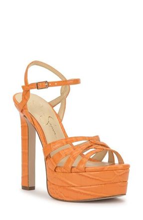 Jessica Simpson Itzari Ankle Strap Platform Sandal in Bright Tangerine at Nordstrom, Size 8.5
