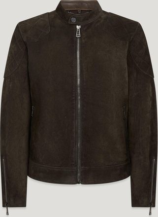 Belstaff Outlaw Jacket Mens Roughout Suede Dark Major Brown Size UK 36