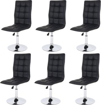 Hhg Hhg - Nunca Usado] Lote De 6 Sillas De Comedor 834, Silla Silla De Cocina, Altura Regulable Giratoria, Imitaci&oacute;n De Cuero Certificado Mvg, Negro