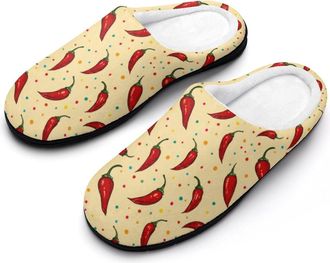 Generic Hot Chili Peppers Colorful Dotted Men Slippers Funny House Shoes Cotton Slipper for Indoor Outdoor