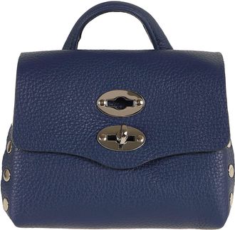 Zanellato Postina Super Baby Studded Laminated Leather Shoulder Bag
