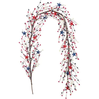 Glitzhome 72L Patriotic Americana Stars & Berry Garland in Blue at Nordstrom, Size Medium