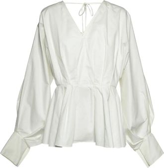 Roksanda Ilincic pre-owned Colette peplum long-sleeve blouse - women - Cotton - L - White