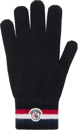 Moncler Moncler Tricolor Wool Gloves, Men, Black, Size: Xl
