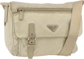 Prada Pre-owned Nylon Schoudertas - Dames - Vintage Schoudertas - Beige - ONE Size - Nylon - Vintage