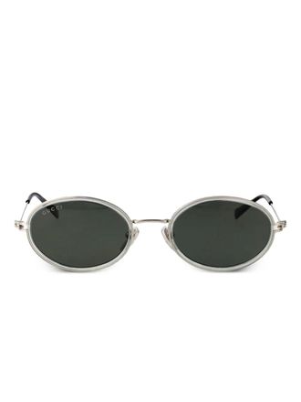 Gucci GG1980S oval-frame sunglasses - women - Metal - 52 - Silver