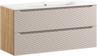 Petits Meubles Mueble lavabo encastrado 2 cajones estratificado Beige marrón