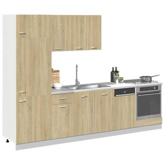 Berkfield Home Sturdy 7 Piece Kitchen Cabinet Set Lyon Sonoma Oak Engineered Wood in Light Tan