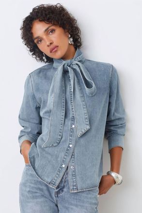 Suncoo Laos Light Denim Blouse In Jeans Clair