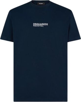 Dsquared2 Cool Fit T-shirt met Ronde Hals en Korte Mouwen - Heren - T-shirts - Blauw - L - Katoen - Tops