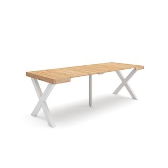 Skraut Home Mesa Consola Extensible, Mesa Comedor Plegable, 220, Para 10 Comensales, Patas Madera Maciza, Estilo Moderno, Roble - Skraut Home