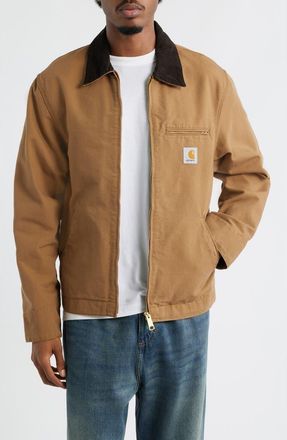 Carhartt Work in Progress Detroit Cotton Canvas Chore Jacket in Hamilton Brown Tobacco Rinsed at Nordstrom, Size Xx-Large