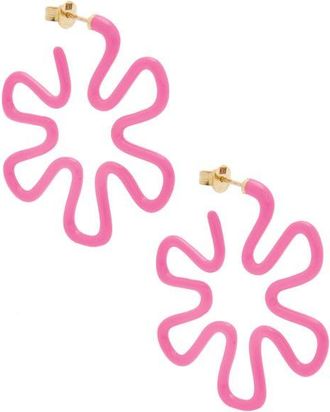 Bea Bongiasca B Mini Two-Tone Flower Hoop Earrings in Pink at Nordstrom
