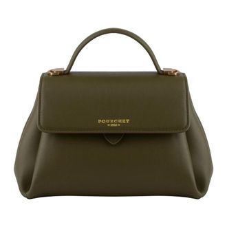 Pourchet Tassen, Dames, Groen, ONE Size, Leer, S&eacute;vign&eacute; Handtas