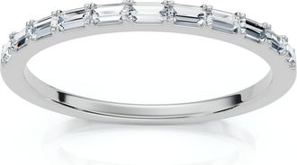Pompeii3 Thin Baguette Diamond Stackable Womens Wedding Ring 14k Gold Lab Grown