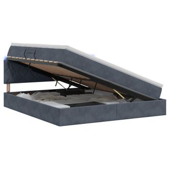 vidaXL Cama De Almacenamiento Led Con Colch&oacute;n Gris Oscuro 140 X 190 Cm Vidaxl