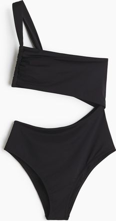 H&M One-Shoulder-Badeanzug mit Cut-out - Schwarz