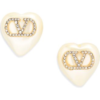 Valentino Garavani VLOGO Signature Faux Pearl Earrings in Gold at Nordstrom