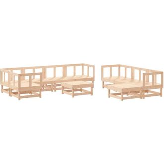 vidaXL 10 Piece Garden Lounge Set Solid Wood Pine vidaXL